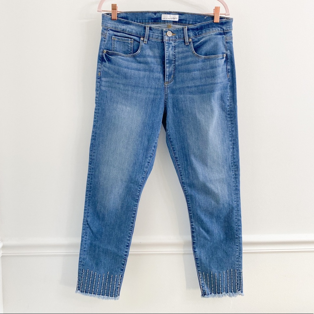 Loft Modern Skinny Crop Embroidered Jeans